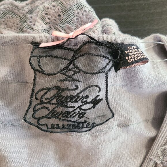 Twelve by Twelve Cardigan Sweater Gray Ruffled Lace Small Whimseygoth Romantic - Picture 3 of 8